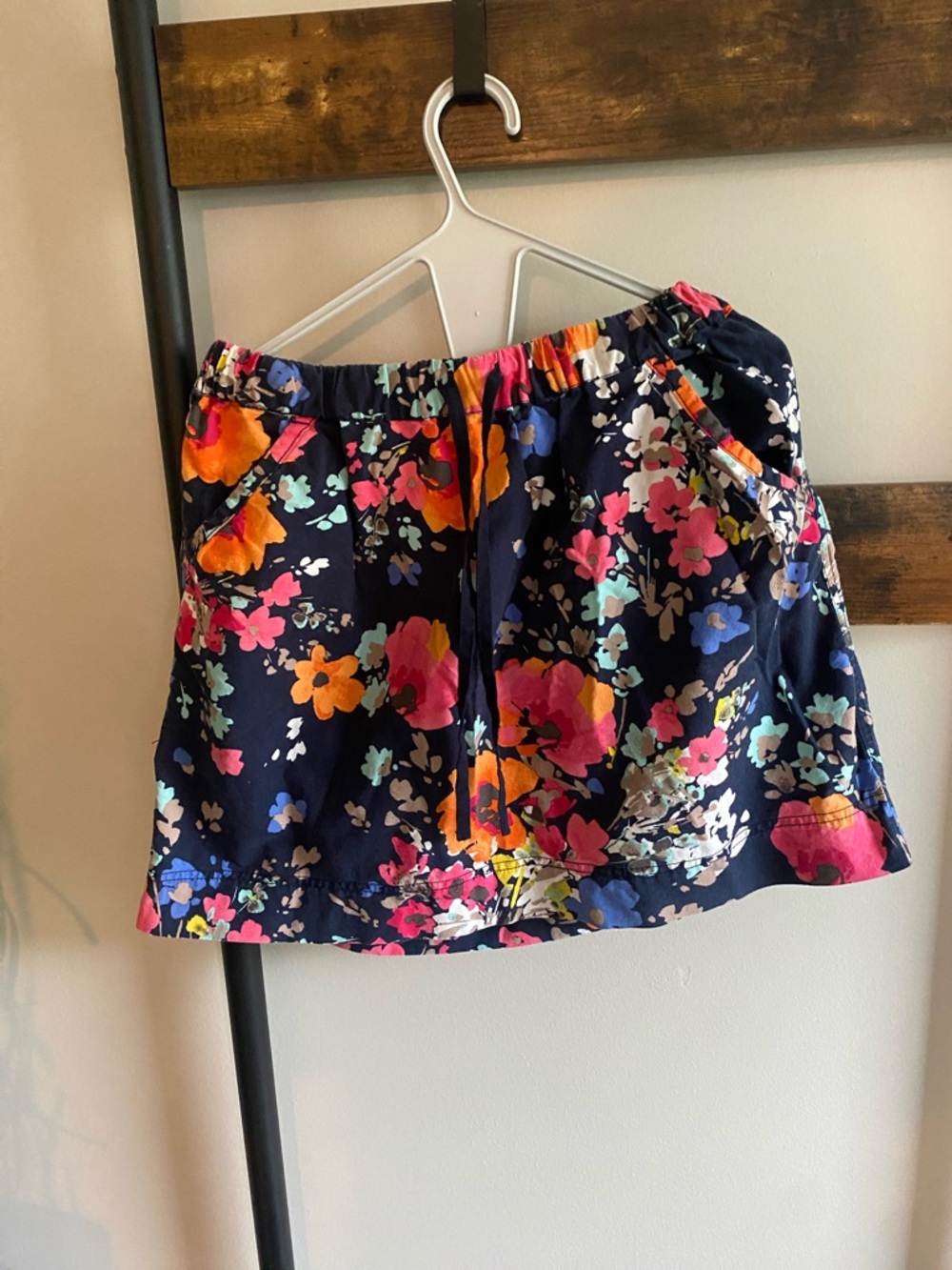 Merona Navy Mini Skirt with Bright Floral Print